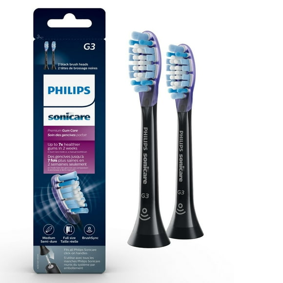 Philips Sonicare Premium Gum Health Brush Heads, HX9052, Black