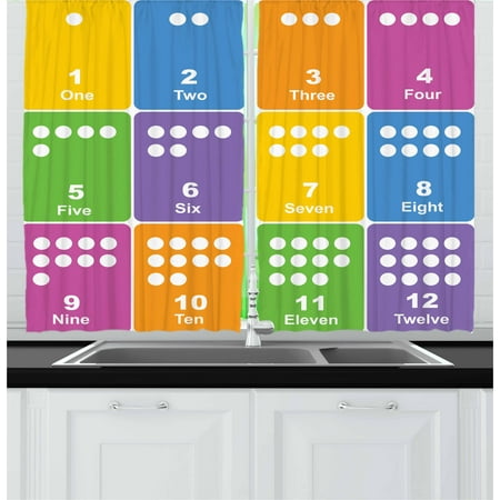 Colorful Bedroom Curtains Kid's Activity Curtains 2 Panels Set, Learning the Numbers Themed Educational Design Colorful Preschool Pattern, Window Drapes for Living Room Bedroom, 55W X 39L Inches, Multicolor, by Ambesonne ()