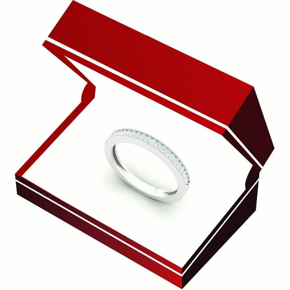 Dazzlingrock Collection 0.15 Carat (ctw) 14K Round Diamond Ladies Millgrain Wedding Stackable Band, White Gold, Size 10