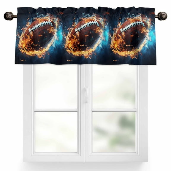 Sport Football Valances for Windows, 54 x 18in, with Fire Rod Pocket Kitchen Valance Curtain Light Filtering Window Treatments for Living Room Bedroom, 1 Panel
