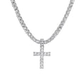thumbnail image 2 of Slay Queen w/ Ladies on Fire Hip Hop 3pc Jewelry Tennis Necklace, Cross Pendant, and Earrings Bling Set - TPBE-01 (24, 3mm Tennis Silver (Cross), 2 of 6
