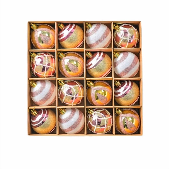 16-Pack 6cm Painted And Plated Pearl-Like Christmas Ball Ornament Set Decorative Hanging Pieces