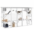 thumbnail image 2 of PawHut Catio Playground Outdoor Cat Enclosure, Wooden Outdoor Cat House Weatherproof for Multiple Cats, Shelves & Bridges, White, 2 of 9
