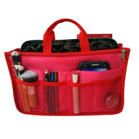 Handbag Liner - RW Collections Handbag Organizer, Liner, Sturdy Nylon Purse Insert 13 Pockets (XL Red)