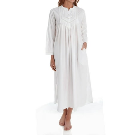 Women's La Cera 1060G 100% Cotton Woven Long Sleeve Nightgown (White 3X ...