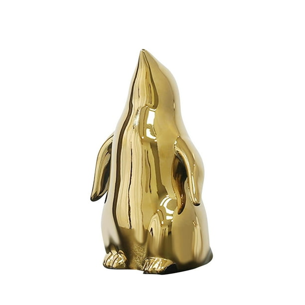 Figura de pingüino, obras de arte decorativas, escultura de Animal, decoración del hogar para estantería, entrada, sala de estar, regalo de decoración bebe dorado