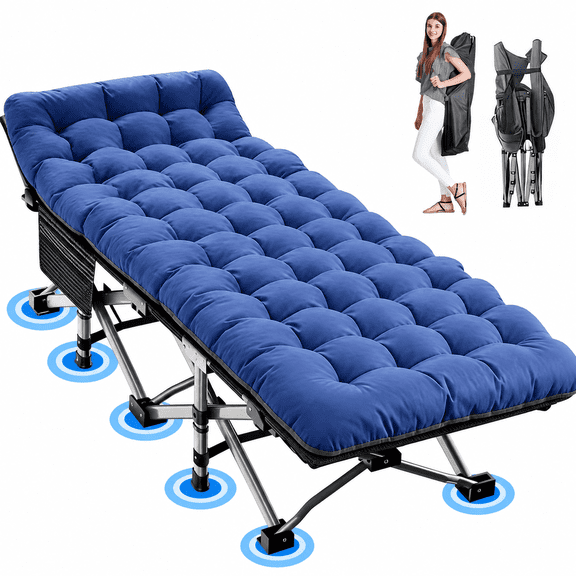 Set of 2 Folding Camping Cot with 2 Sided Mattress & Carry Bag, Sleeping Cot Bed, Portable Guest Bed, Heavy Duty Holds Up to 880 Lbs