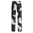 thumbnail image 4 of WTOBBY Women's Drawstring Halloween Print Trousers, Casual Loose Fit Novelty Pants with Elastic Waist for Seasonal Holiday Outfits,White L, 4 of 7
