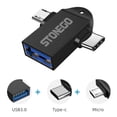 thumbnail image 2 of STONEGO 2 in 1 OTG Adapter, USB 3.0 Female To Micro USB Male and USB C Male Connector Aluminum Alloy on The Go Converter, 2 of 8