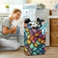 thumbnail image 5 of Yayeee Freestanding Laundry Hamper with Handle Collapsible Large Storage Basket for Clothes, Vibrant Dragon Scales Pattern, 5 of 7