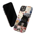 thumbnail image 3 of Vintage Cat Collage Phone Case, Whimsical Black and White Cat Design, Artistic Floral and Strawberry Pattern Protective Cover for iPhone 16 15 14 13 12 11 Pro Plus Mini, 3 of 6
