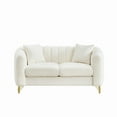thumbnail image 4 of Newest 63" Chenille Loveseat Sofa,Luxury 2 Seater Deep Couch,Modern Tufted Couch, Gold Metal Legs Sofa for Living Room, Bedroom, Apartment (Beige), 4 of 9