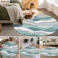 thumbnail image 5 of Teal Ombre Round Area Rug 5 FT, Non Slip Bedroom Rugs, Modern Geometric Moire Abstract Art Washable Soft Circular Carpet Non-Shedding Floor Mat for Kitchen Dining Room Foyer Balcony Dorm, 5 of 8