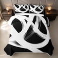thumbnail image 2 of Erosebridal White Black Quilt King, Abstract Stripe King Coverlet Set, Black Reversible 3 Pieces 1 Bedspread and 2 Pillowcases, 2 of 7
