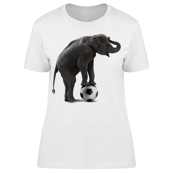 Baby Elephant On Soccer Ball T-Shirt Women -Image by Shutterstock, Female x-Large