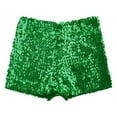 thumbnail image 4 of iixpin Sparkly Dance Shorts for Girls Sequins Dancing Bottoms Tumbling Booty Shorts Yoga Sports Activewear Green 145-160/16, 4 of 7