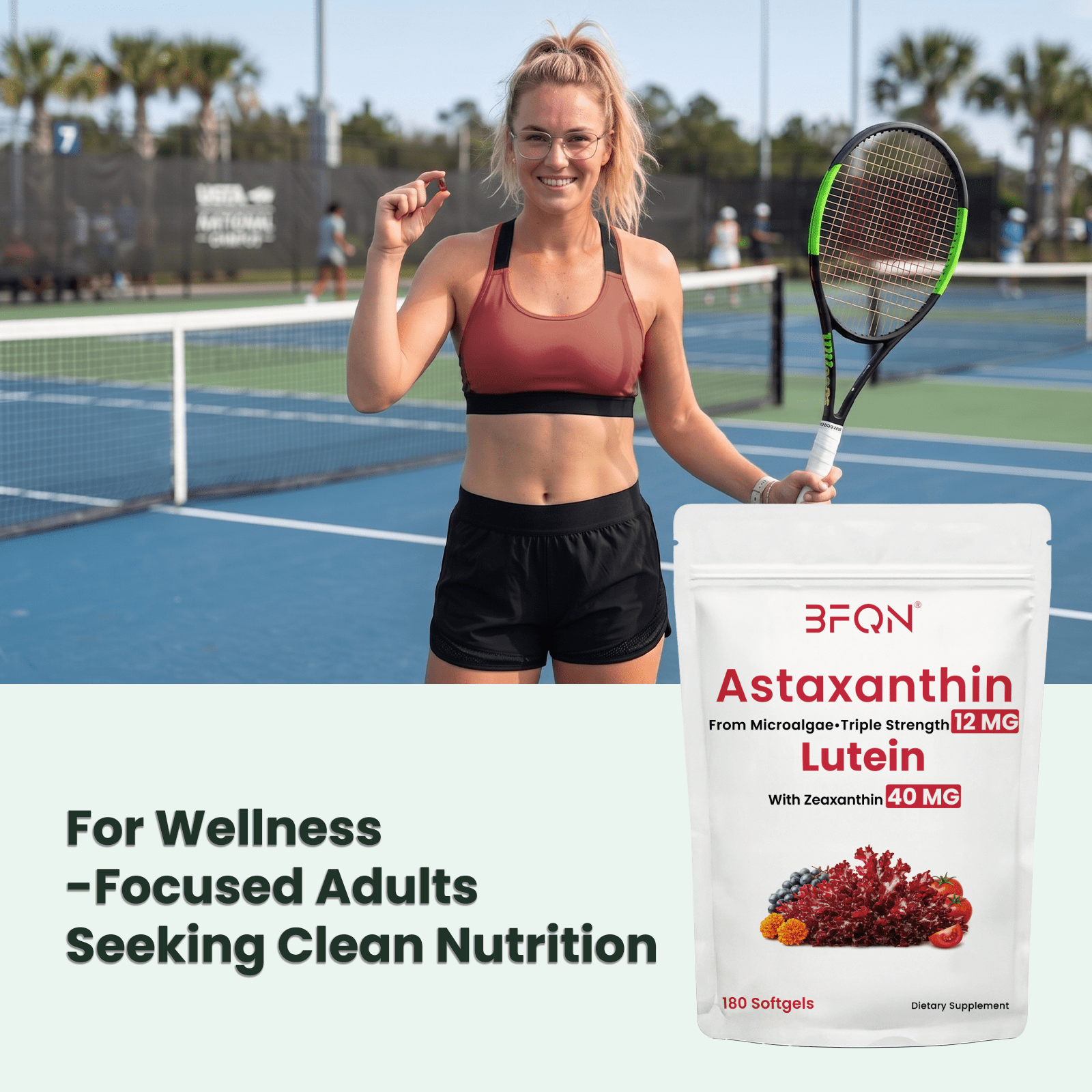 BFQN Astaxanthin 12mg & Lutein 40mg Softgels – 180 Softgels, 14-in-1 Eye Support Antioxidant Formula, Non-GMO, Gluten-Free