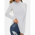 thumbnail image 3 of Women's Turtleneck Long Sleeve Shirts Casual Basic T Shirts Lightweight Base Layer Solid Slim Fit Tops, 3 of 6