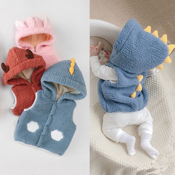 URMAGIC Hooded Lamb Velvet Vest Jacket Warm Fleece Coat for Newborn Baby Boys Girls,Toddlers