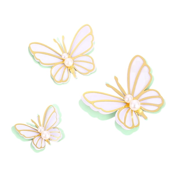 Juego de 3 adornos para tartas con forma de mariposa, adornos para tartas, decoraciones para fiestas de mujeres, decoraciones para comida, baby verde