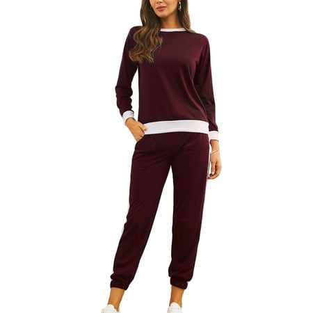 

Colisha Womens Pajama Set Long Sleeve Sleepwear Color Stitching Nightwear Soft Pjs Lounge Sets with Pockets