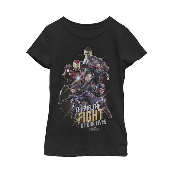 Girl's Marvel Avengers: Endgame Fight of Our Lives  Graphic Tee Black Medium