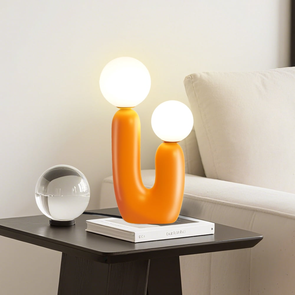 Elinkume Nightstand Lamp, Modern Cactus Lamp for Living Room, Bedroom, Nightstand L5.12 inches H15.75 inches (Orange)