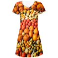 thumbnail image 1 of Halloween Rows of Pumpkins All Over Juniors V-Neck Dress, 1 of 2