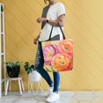 thumbnail image 4 of FORMRS Womens Canvas Tote Bag with Zipper Inner Pocket Shoulder Handbag, Pink Abstract Floral, 4 of 7