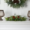 thumbnail image 3 of Nearly Natural 20in. Holiday Winter Greenery and Berries Triple Candle Holder Artificial Christmas Table Arrangement, 3 of 4
