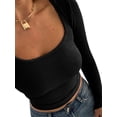 thumbnail image 3 of Fortune Haut à Manches Longues Col Rond pour Femmes, T-Shirt Basique Ajusté, 3 of 8