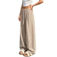 thumbnail image 4 of PBFRDSJ Y2K Striped Wide Leg Pants for Women Baggy Elastic Waist Drawstring Palazzo Pants Casual Vacation Flowy Clothes Free Sizes, 4 of 6