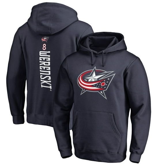 Men's Zach Werenski Navy Columbus Blue Jackets Backer Pullover Hoodie