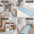 thumbnail image 5 of Light Blue Geometric Quatrefoil Pattern Kitchen Rugs Sets Of 3,Kitchen Runner Rugs Non Skid Washable,Decorative Kitchen Floor Mats for Kitchen,Sink,Laundry,17"x30"+ 17"x47" + 17"x59", 5 of 6