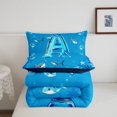 thumbnail image 5 of meiyoeat Cute Shark Monogram A Full Size Comforter Sets For Boys,Ocean Theme Bedding Comforter Set,Navy Blue Reversible,3-Piece,1 Comforter and 2 Pillowcases, 5 of 7