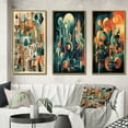 thumbnail image 1 of Designart "Mid Century Innovations Green and Orange II" Modern Midcentury Framed Wall Art Set Of 3 - Green Midcentury Frame Canvas Set For Living Room Decor, 1 of 6