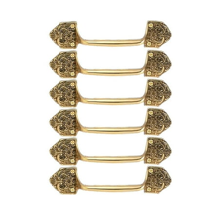 - 6 Ornate Cabinet Pull Drawer Handle Heavy Solid Brass