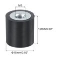 thumbnail image 2 of Uxcell 15 x 15mm Rubber Female M5 Thread Isolator Replaces Anti Vibration Pads Flat, 2 of 6