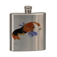 thumbnail image 1 of KuzmarK 6 oz. Stainless Steel Flask Set in Black Presentation Box -  Beagle Puppy with Blue Bandana Dog Art by Denise Every, 1 of 2