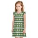 thumbnail image 1 of Balery Light Green Squares Camisón de princesa para niñas, pijama de algodón con mangas abullonadas, suave y bonito.-Medium, 1 of 6