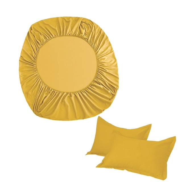 Ensemble de Draps-Housse avec 2 Taies d'Oreiller pour Lit Double 138 cm x 190 cm x 30 cm Poche Profonde Antidérapant Polyester Élastique Ensemble de Textiles pour la Maison