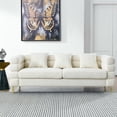 thumbnail image 3 of Resenkos 81" 3-Seater Sectional Sofa, Oversized Plush Teddy Fabric with Deep Seats and 3 Pillows, Ivory White, 3 of 8