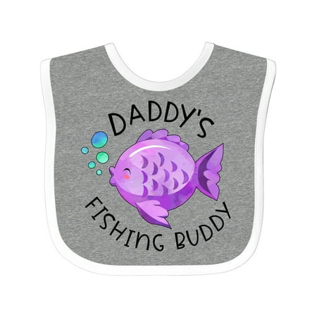 

Inktastic Daddy s Fishing Buddy with Cute Purple Fish Gift Baby Boy or Baby Girl Bib