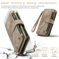 thumbnail image 5 of CaseMe Case for iPhone 15 Wallet Case for Women Men, Fashion Durable PU Leather Magnetic Flip Lanyard Strap Wristlet Zipper Card Holder Wallet Phone Case for iPhone 15 6.1-inch,Brown,For iPhone 15, 5 of 8