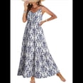 thumbnail image 1 of Vestido de Verano Informal Bohemio para Mujer, Sin Mangas, Estampado, , Escalonado, para Playa, 2025 Azul XL, 1 of 7