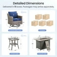 thumbnail image 2 of Planntonneo 7 Pieces Wicker Patio Furniture Sets with Fire Pit Table and 4 Swivel Glider Chairs and 2 Rattan Tables, Outdoor Conversation Sets for Porch Balcony Deck, Grey/Blue, 2 of 12