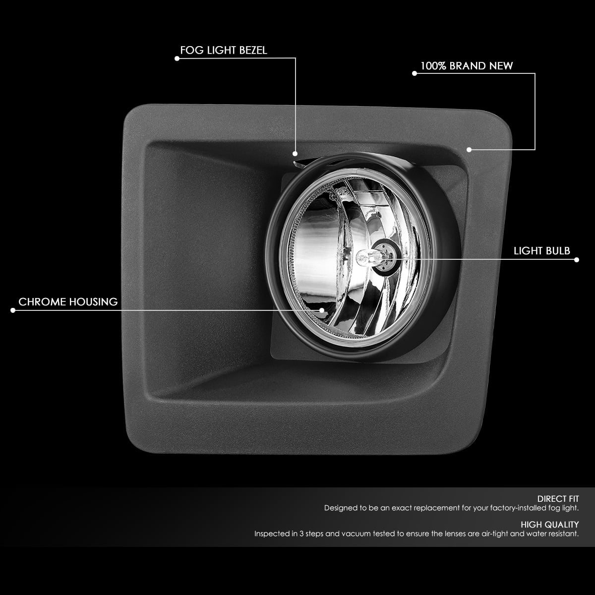DNA Motoring FL-ZTL-380-CH For 2014-2015 GMC Sierra 1500 Chrome Housing Clear Lens Fog Light Lamps With Switch