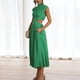 thumbnail image 4 of Gibobby Vestido largo de verano para mujer Vestidos de verano para mujer, cuello redondo, sin mangas, cintura recortada, fiesta informal, línea A, vestido de (Verde,CH), 4 of 5