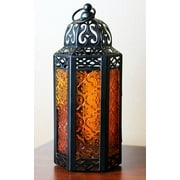 Amber Glass Decorative Moroccan Style Candle Lantern