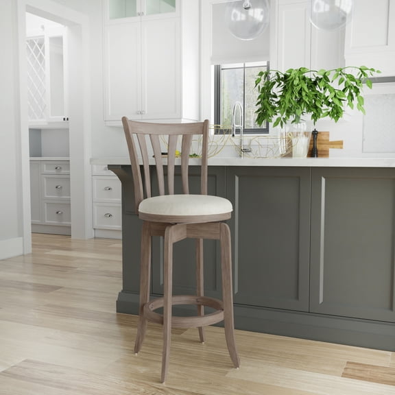 Hillsdale Furniture Savana Wood Bar Height Swivel Stool, Brown Gray